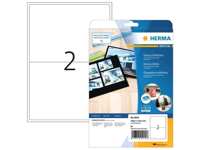 Etiket HERMA 4915 199.6x143.5mm wit 50st