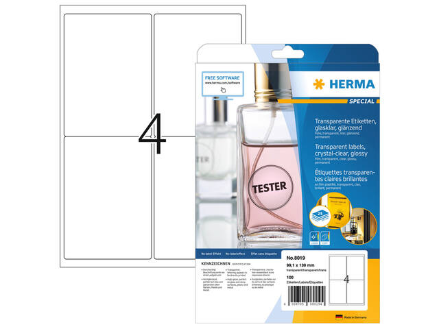 Etiket HERMA 8019 99.1x139mm 100st transparant