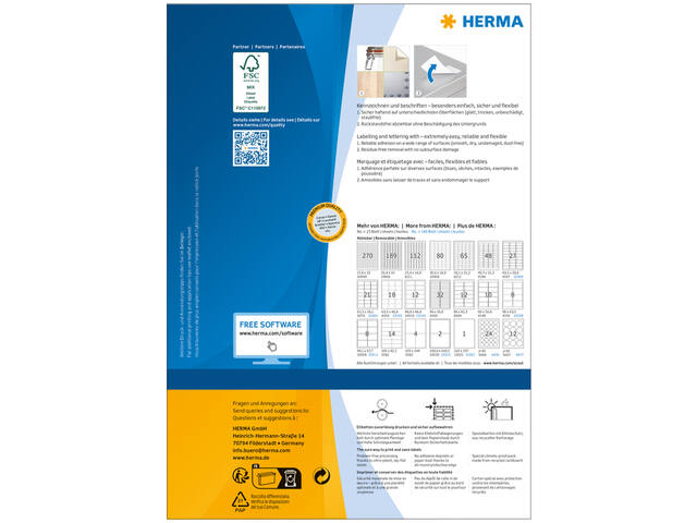 Etiket HERMA 4476 40mm verwijderbaar wit 2400st
