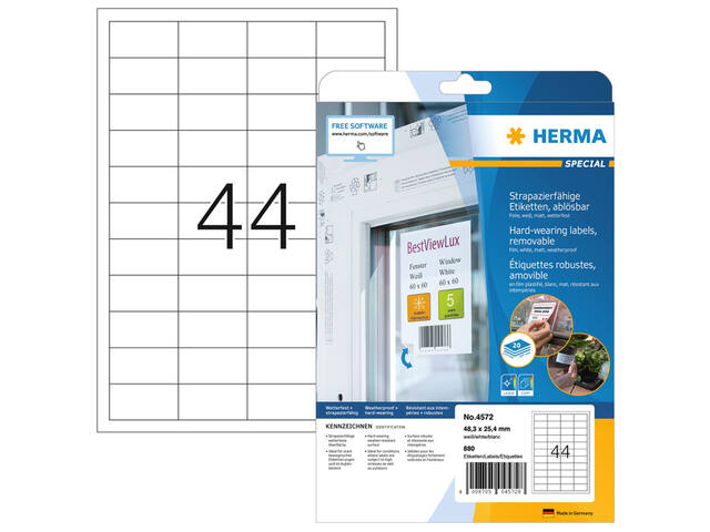 Etiket HERMA 4572 48.3x25.4mm folie wit 880st