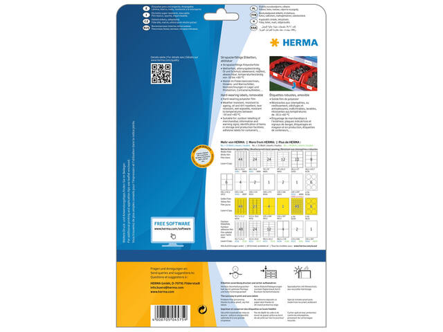 Etiket HERMA 4575 99.1x67.7mm folie wit 160st