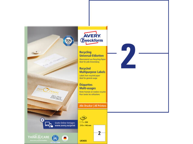Etiket Avery LR3655 210x148mm wit 200st