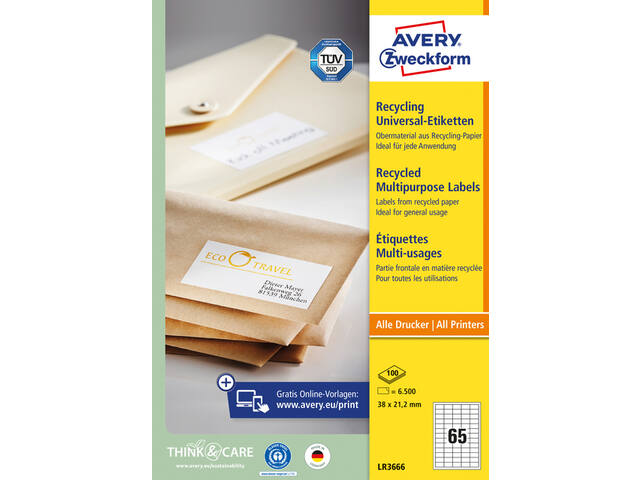 Etiket Avery LR3666 38x21.2 wt 6500st