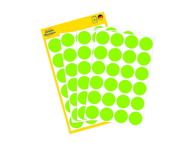 Etiket Avery 3174 rond 18mm lichtgroen 96st