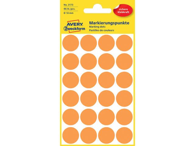Etiket Avery 3173 rond 18mm or 96st