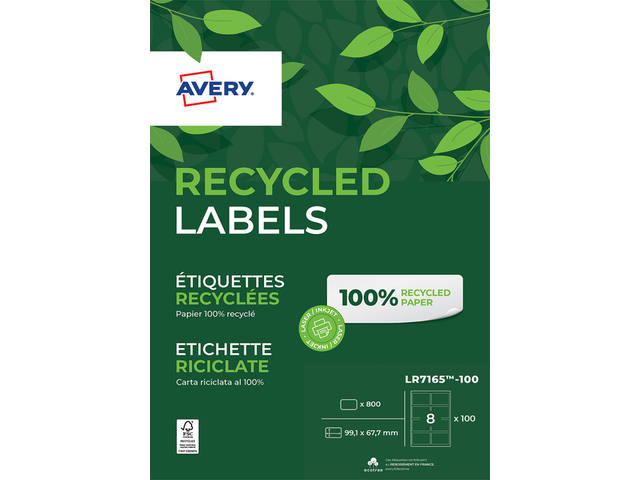 Etiket Avery LR7165-100 99.1x67.7mm wit 800st