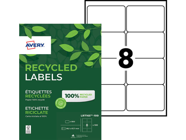 Etiket Avery LR7165-100 99.1x67.7mm wit 800st