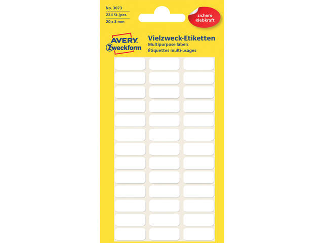 Etiket Avery 3073 20x8mm wit 234st