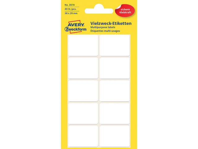 Etiket Avery 3078 38x29mm wit 40st