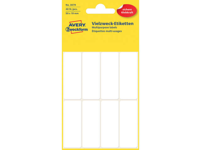 Etiket Avery 3079 50x19mm wit 48st