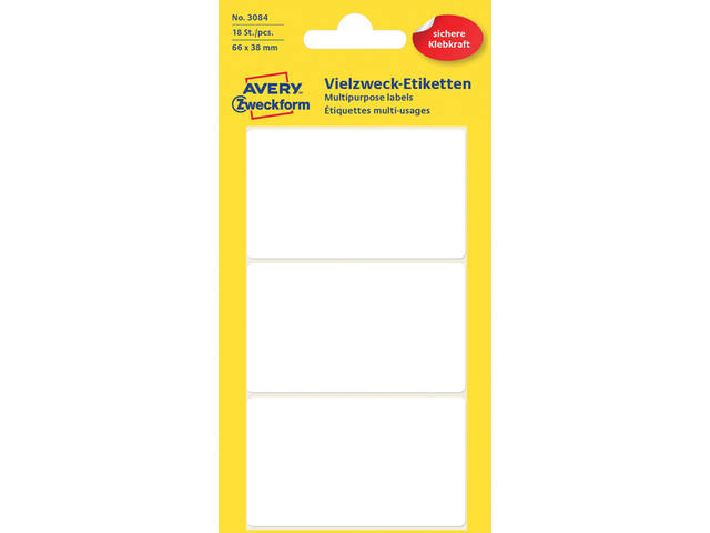 Etiket Avery 3084 66x38mm wit 18st