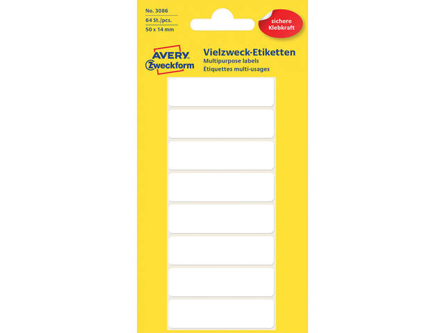 Etiket Avery 3086 50x14mm wit 64st