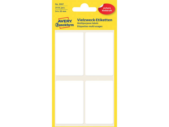 Etiket Avery 3087 54x35mm wit 24st