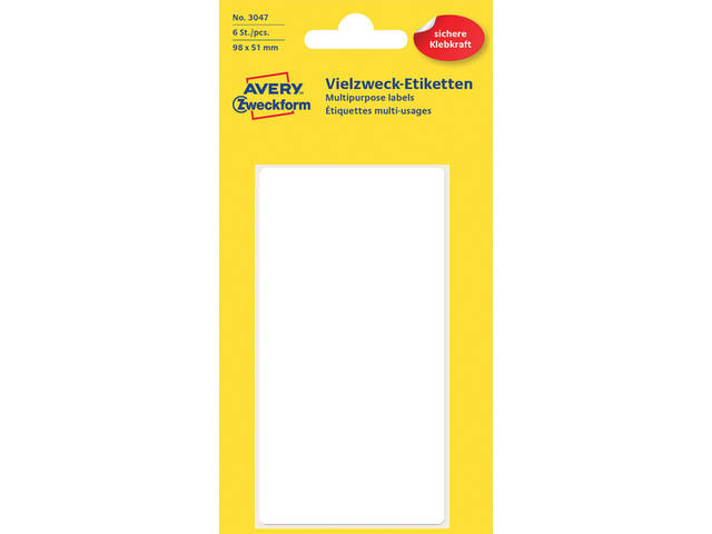 Etiket Avery 3047 98x51mm wit 6st