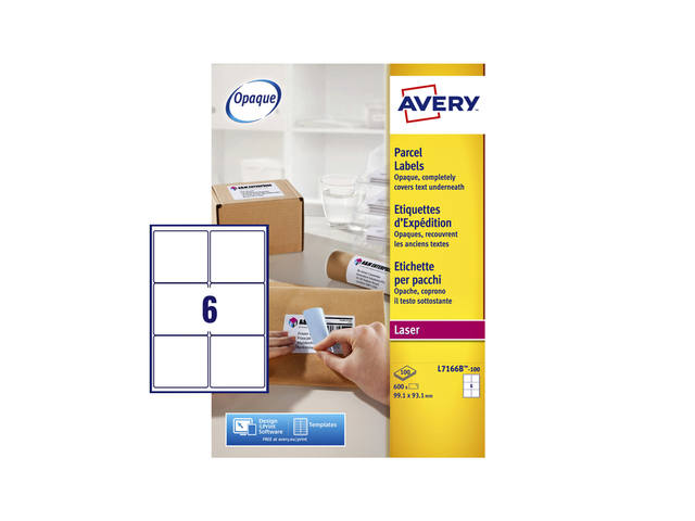 Etiket Avery L7166B 99.1x93.1mm blockout 600st