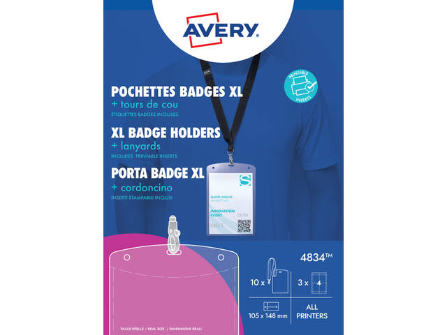 Badge Avery 4834 A6 hoes + insteekkaarten 10st