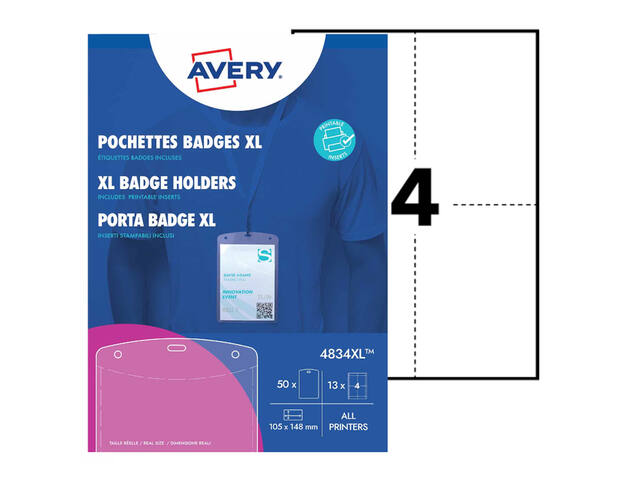 Badge Avery 4834 A6 hoes + insteekkaarten 10st