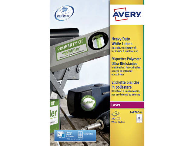 Etiket Avery L4776-20 99.1x42.3mm wit 240st