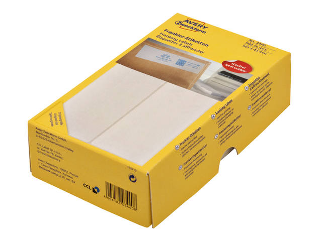 Frankeeretiket Avery 3440 163x43mm 500st