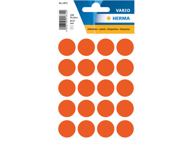 Etiket HERMA 1872 rond 19mm rood 100st