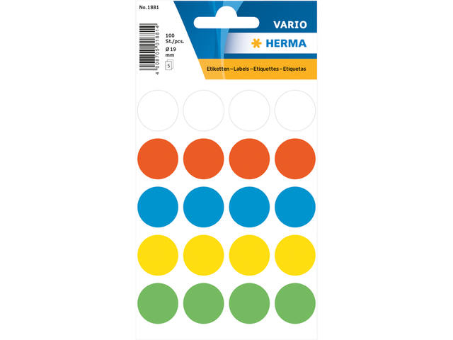 Etiket HERMA 1881 rond 19mm assorti 100st