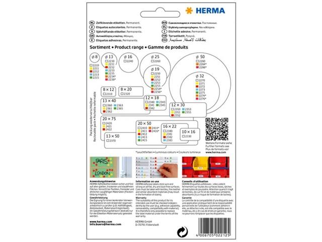 Etiket HERMA 2212 rond 8mm rood 5632st