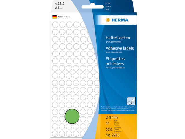 Etiket HERMA 2215 rond 8mm groen 5632st