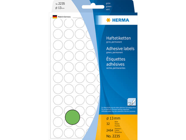 Etiket HERMA 2235 rond 13mm groen 2464st