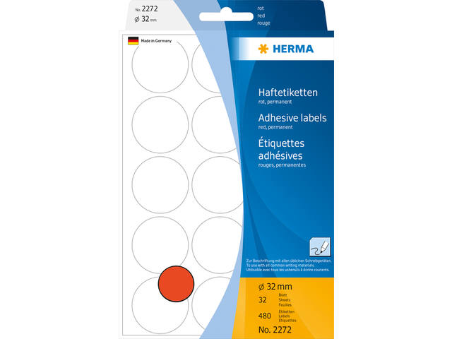 Etiket HERMA 2272 rond 32mm rood 480st