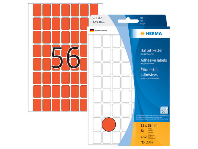 Etiket HERMA 2342 12x18mm rood 1792st