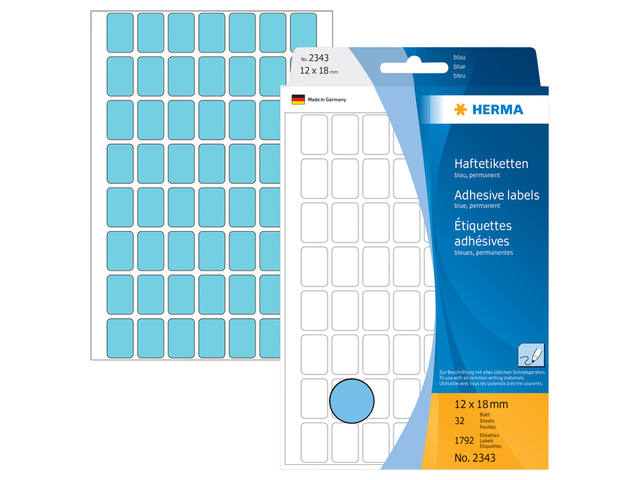 Etiket HERMA 2343 12x18mm blauw 1792st