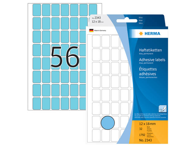 Etiket HERMA 2343 12x18mm blauw 1792st
