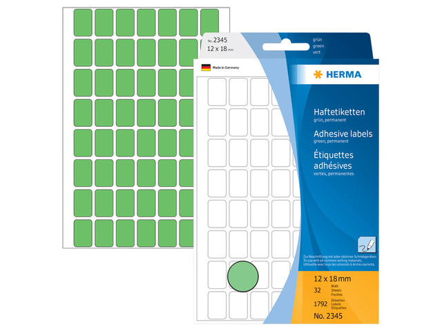 Etiket HERMA 2345 12x18mm groen 1792st