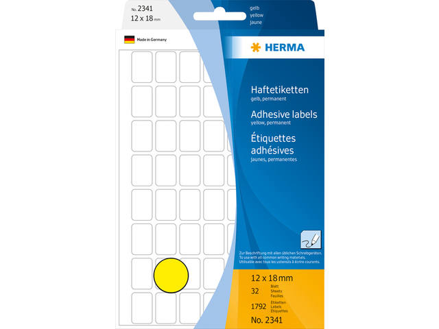 Etiket HERMA 2341 12x18mm geel 1792st