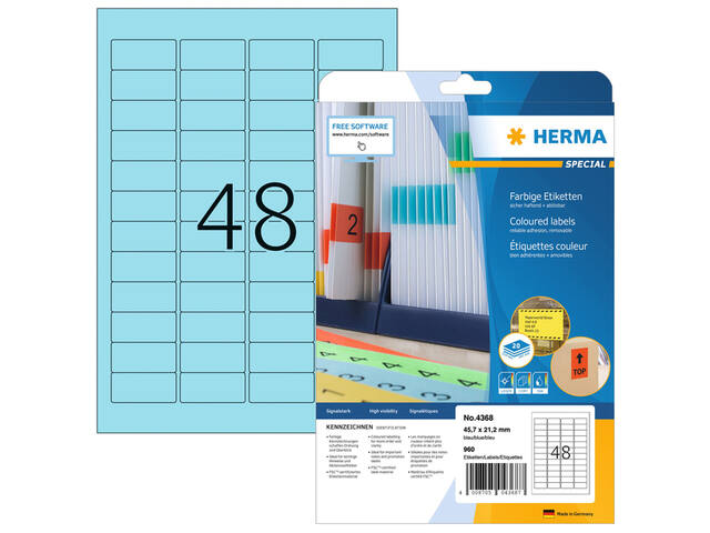 Etiket HERMA 4368 45.7x21.2mm verwijderb bl 960st
