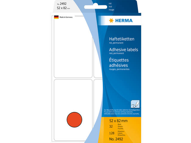 Etiket HERMA 2492 52x82mm rood 128st