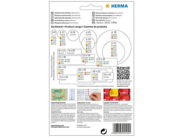 Etiket HERMA 2492 52x82mm rood 128st