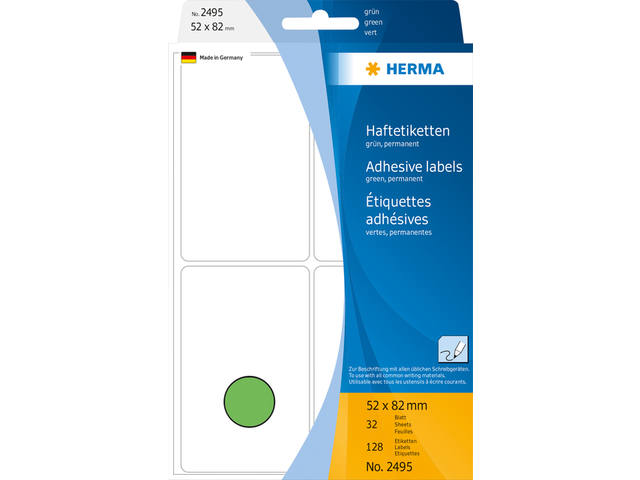 Etiket HERMA 2495 52x82mm groen 128st