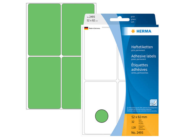 Etiket HERMA 2495 52x82mm groen 128st