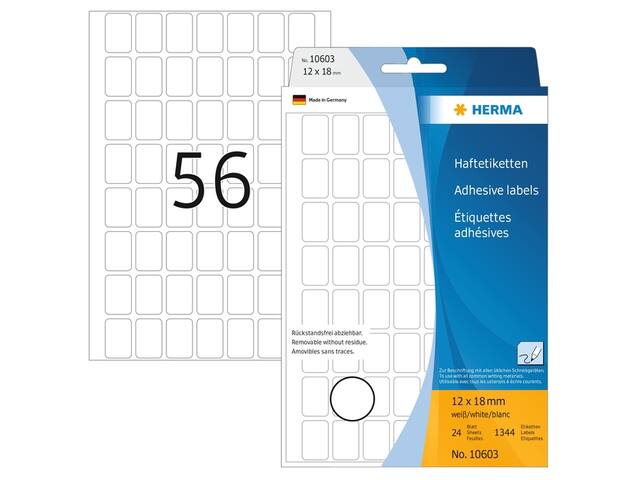 Etiket HERMA 10603 12x18mm verwijderb wit 1344st