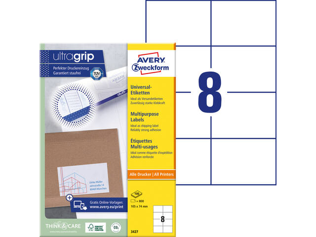 Etiket Avery 3427 105x74mm wit 800st