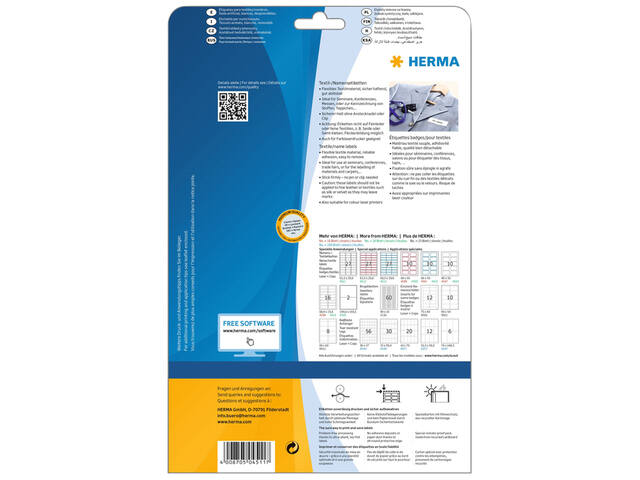 Naambadge etiket HERMA 4511 63.5x29.6mm wit