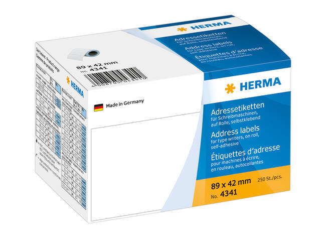 Etiket HERMA adres 4341 89x42mm wit 250st op rol