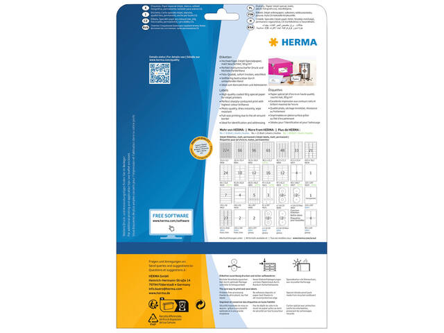 Etiket HERMA 8838 63.5x38.1mm mat wit 525st