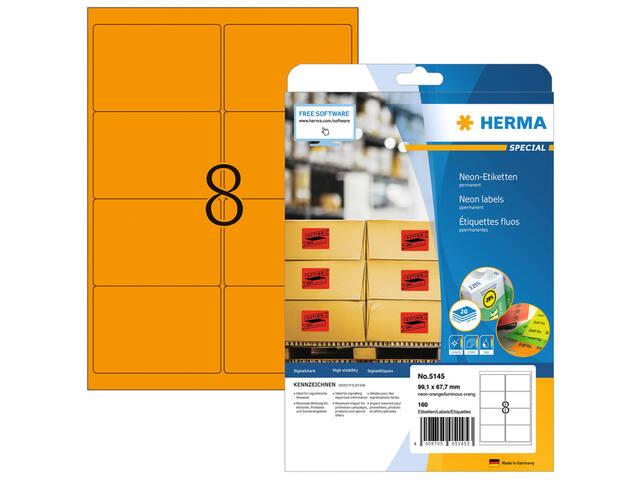 Etiket HERMA 5145 99.1x67.7mm fluor or 160st
