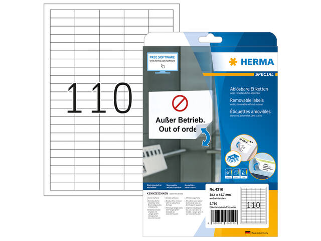 Etiket HERMA 4210 38.1x12.7mm verwijderb wt 2750st