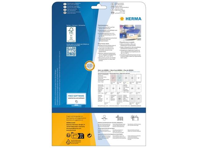 Etiket HERMA 4389 66x33.8mm diepvries wit 600st