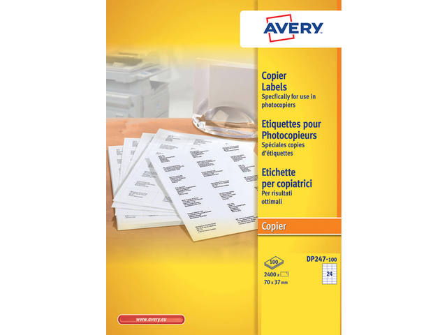 Etiket Avery DP247-100 70x37mm wit 2400st
