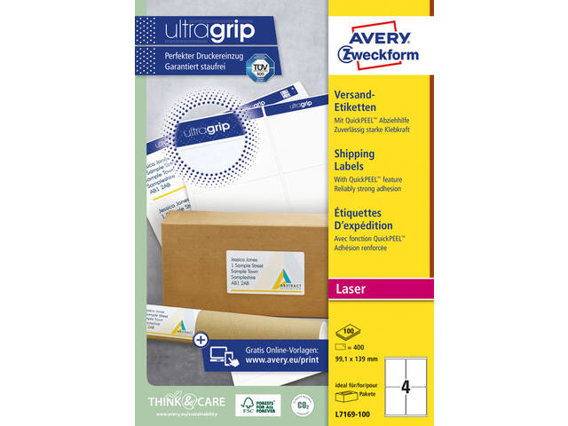 Etiket Avery L7169-100 99.1x139mm 400st