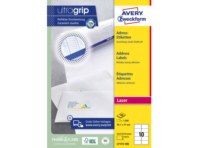 Etiket Avery L7173 99.1x57mm wit 1000st
